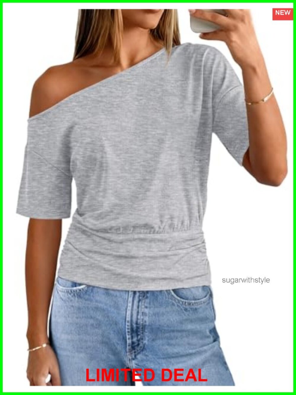Off The Shoulder Short Sleeve Asymmetrical Neck Womens Tops